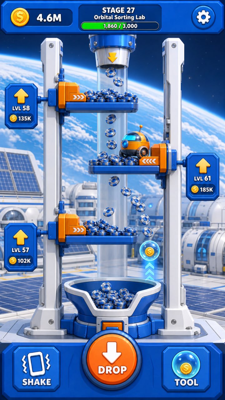 Royal Coin machine operating above Earth